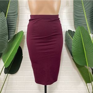 Forever 21 plum high waisted stretchy pencil skirt